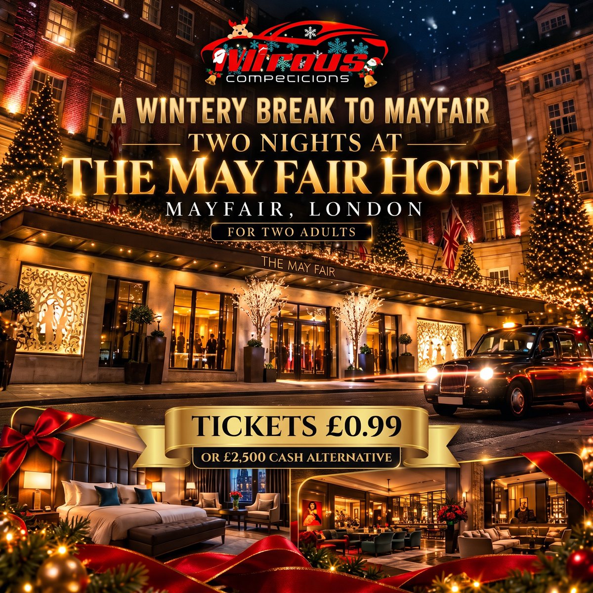 NITROUSCOMPS's tweet photo. Fancy an unforgettable festive weekend in London? ✨
Win a 2-night luxury stay at The May Fair Hotel, 1k 💷 , a 500 Harrods voucher, Winter Wonderland 🎟️s PLUS 1st-class rail travel!
Who are you taking with you? 👇
https://t.co/rp9O0bvQtA
#MayfairLondon #WinterWonderland #ChristmasEscape #Competitions #WinCash