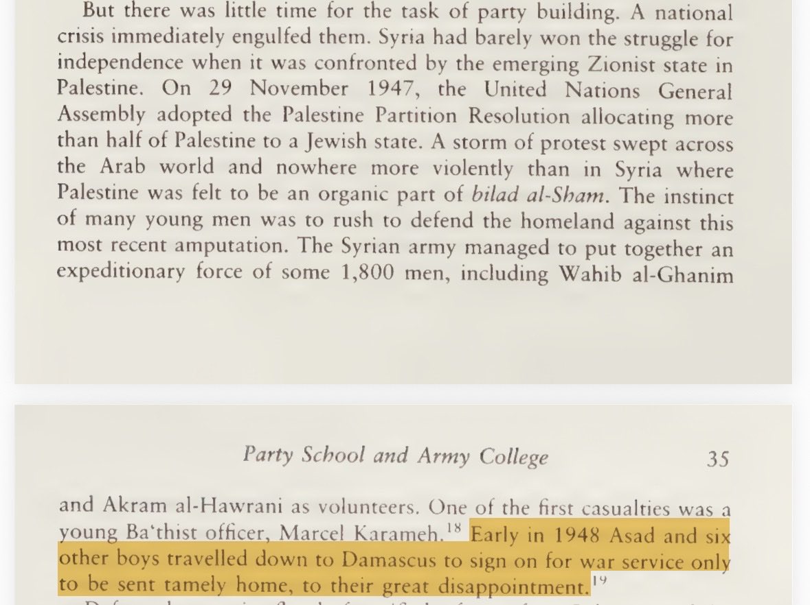 doomernat22's tweet photo. interestingly enough, Hafez al-Assad himself attempted to volunteer to fight against the jewish state in 1948. https://t.co/lEl0PadOtY