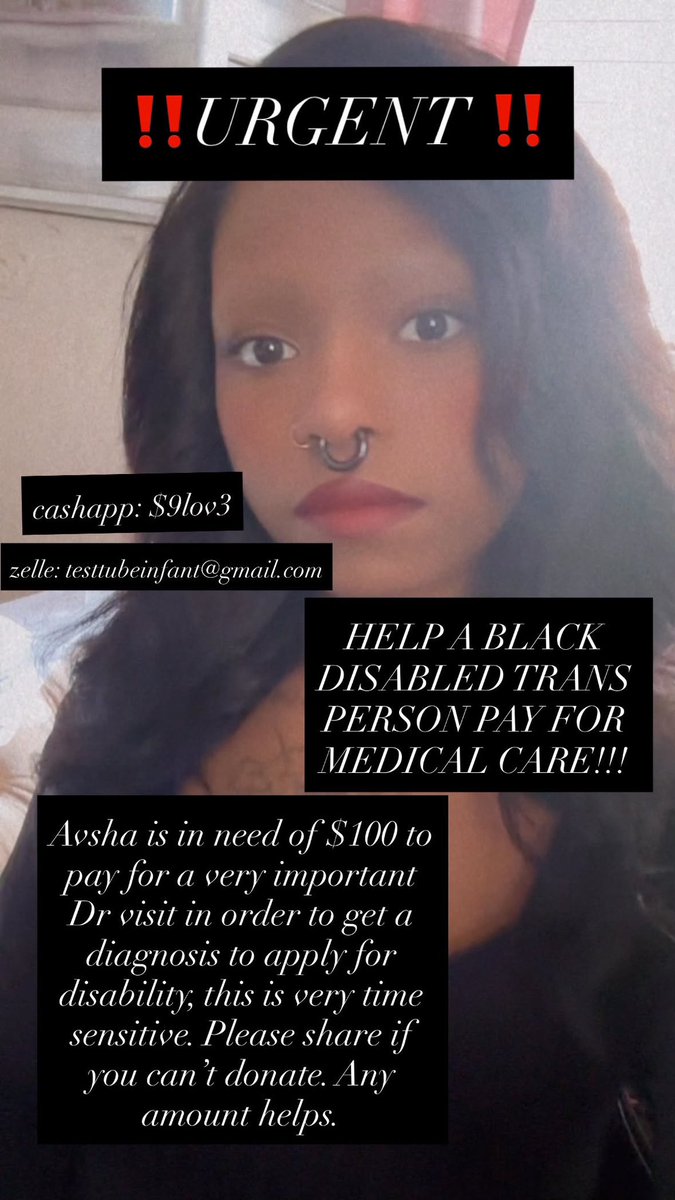 cautioncarey's tweet photo. 🚨 TIME-SENSITIVE 🚨

posting on behalf of a friend, please help a Black disabled trans person pay for medical care!! $100 needed

CA: $9lov3
zelle: testtubeinfant@gmail.com https://t.co/Xfn1r71tny