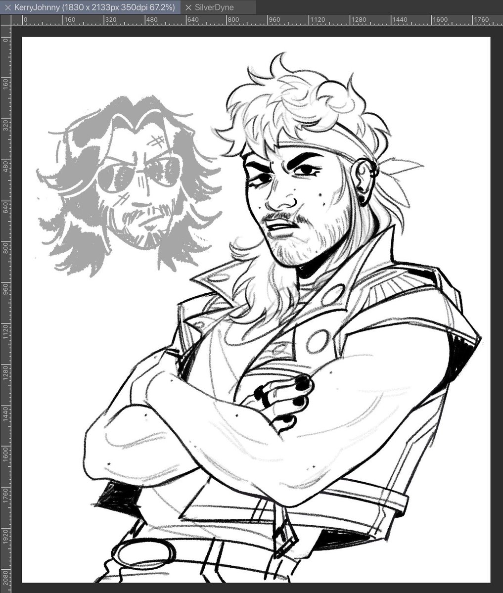 miserablledog's tweet photo. old kerry sketch ft the loser that should be there glaring w him #Cyberpunk2077 https://t.co/ft9oJYFbBH