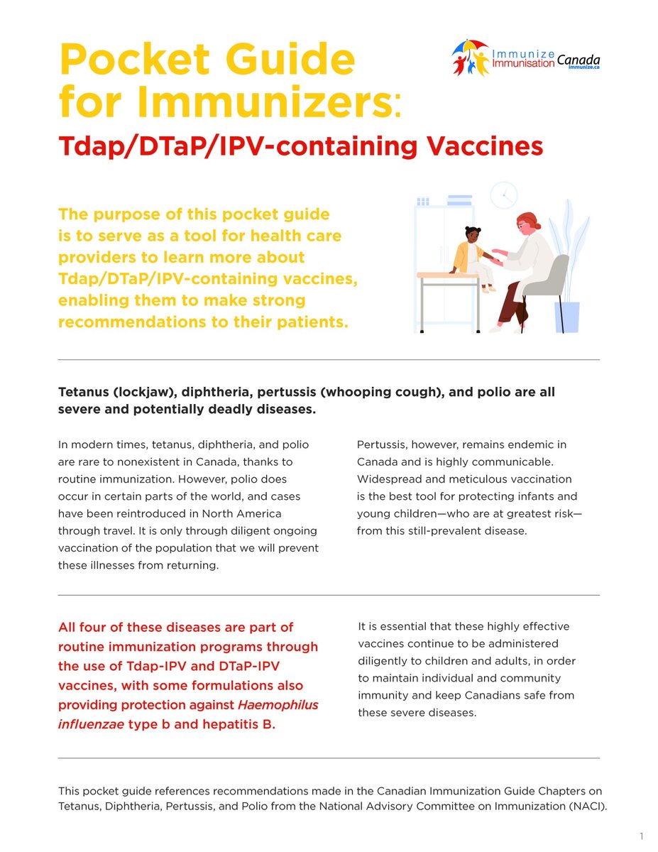 ImmunizedotCa's tweet photo. For health care professionals | Pocket Guide for Immunizers: Tdap/DTaP/IPV-containing Vaccines | https://t.co/Y0s6qR9Jhq #VaccinesWork #VaccinesSaveLives #GetImmunized https://t.co/4gKkUKnV6X