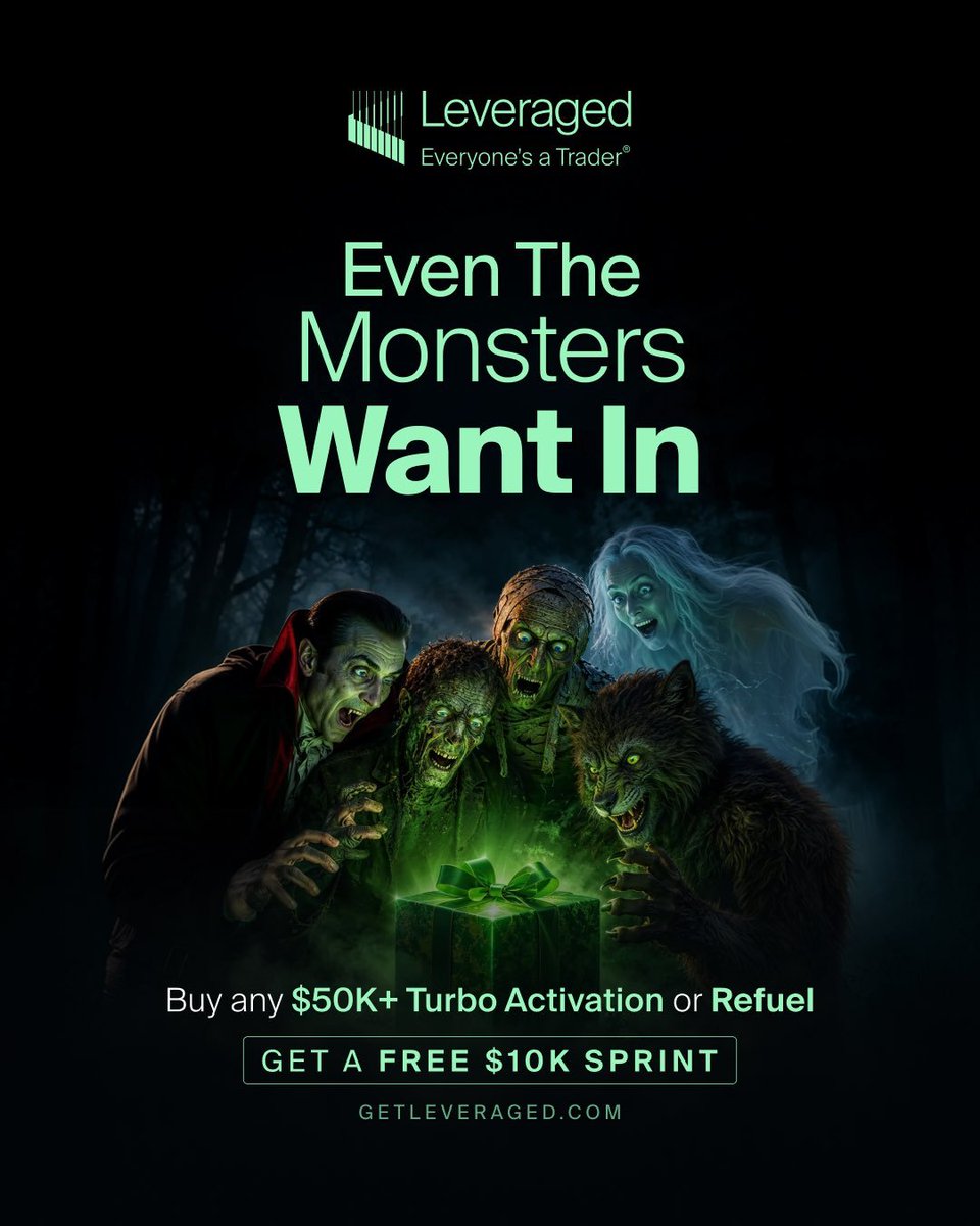 TrustedPropHub's tweet photo. Even the monsters want in! 💀

Get a FREE $10K Sprint account with any $50K+ Turbo Activation or Refuel at @Get_Leveraged.

One purchase. An extra $10K account on top.

Who's grabbing this deal? 👀 https://t.co/GfoEuMSdRZ