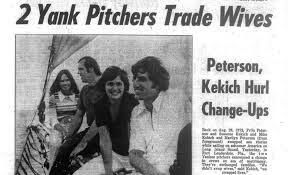 nut_history's tweet photo. Yeah, that is wild story.

Yankees teammates Fritz Peterson and Mike Kekich arrive at spring training and announced they have swapped their wives and families. Even the family dogs. March 5, 1973 https://t.co/flXCbGmrYz