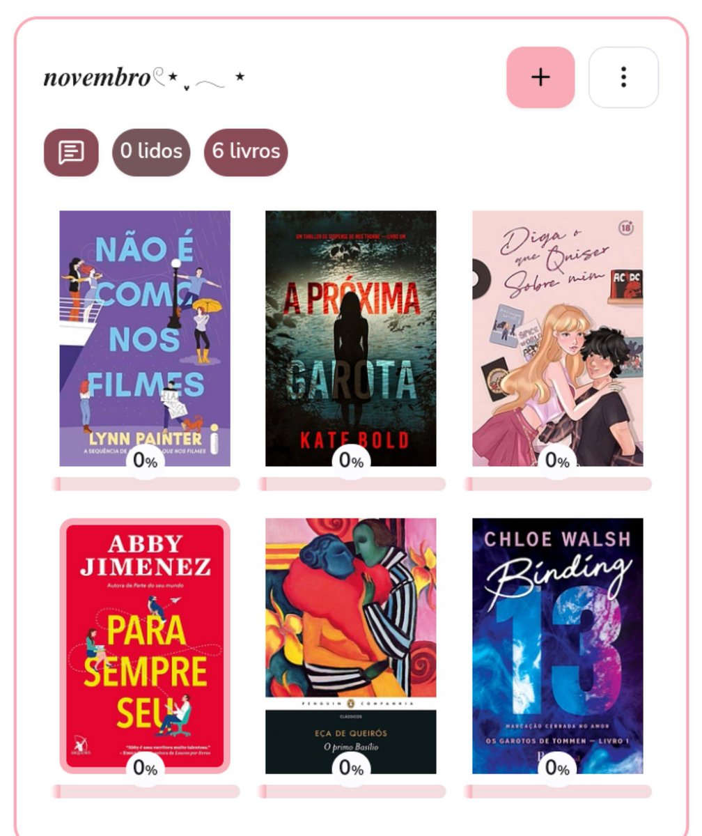 stevienicksn's tweet photo. montei minha tbr de novembro, espero conseguir ler todos sem ressaca kkk https://t.co/Ss6u31Iqo2