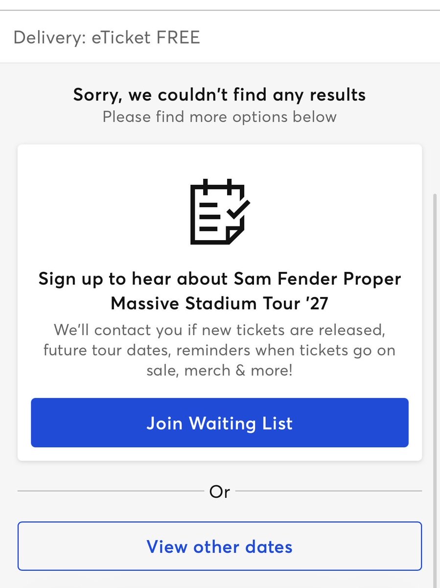scurchxr's tweet photo. so nearly 7 hours on from when sam fender presale started there are still pitch standing tickets available, but only if you want to pay £160 to also get a coach journey. Ticketmaster you are money grabbing thieves and I will forever hate you https://t.co/0hIR853aEx