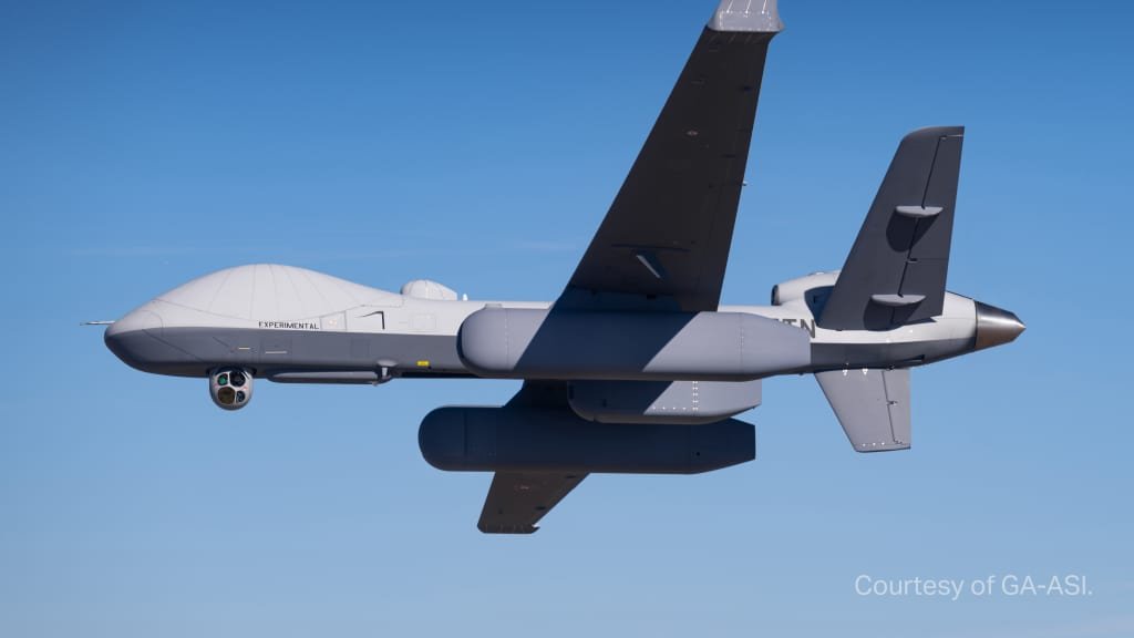 AjayshreeSamby3's tweet photo. Saab and General Atomics have successfully flight tested an unmanned airborne early warning (AEW) capability, integrating Saab's LoyalEye airborne early warning radar with the MQ-9B remotely piloted aircraft system. Great opportunity for India's MQ-9B fleet.
@IAF_MCC
@indiannavy https://t.co/36gHEhBRGJ