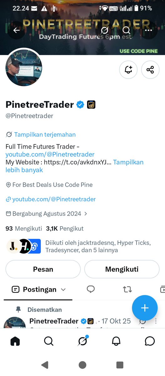 Alzigbg's tweet photo. @Pinetreetrader @Tradeify Code Pine https://t.co/DVEmcUJSpE