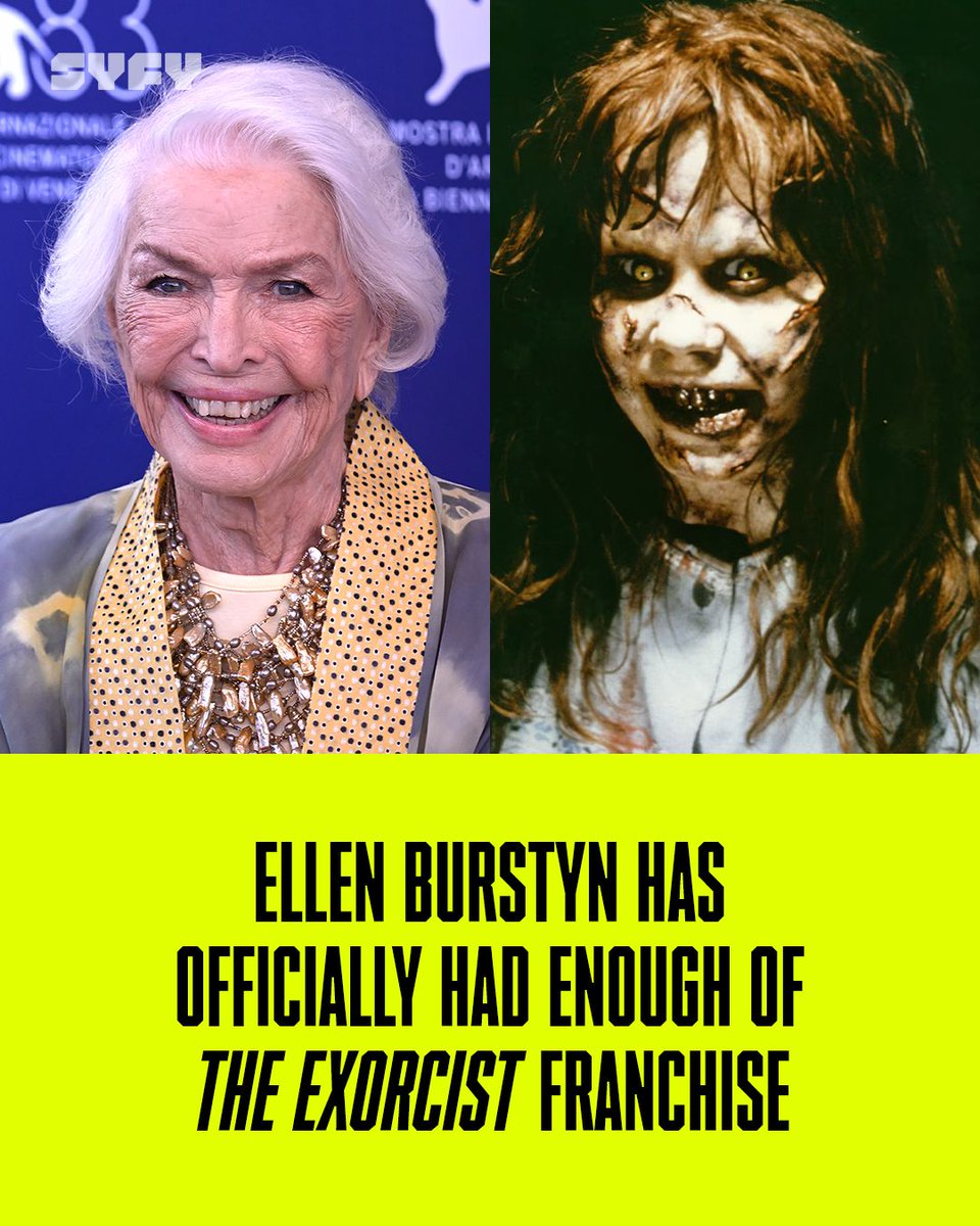 SYFY's tweet photo. Ellen Burstyn, who portrayed Chris MacNeil in William Friedkin’s “The Exorcist” and David Gordon Green’s “The Exorcist: Believer,” seems to hold the opinion that the demonic well ran dry a long time ago. https://t.co/Ir9vzRr2Xn https://t.co/OOAy29e8vr