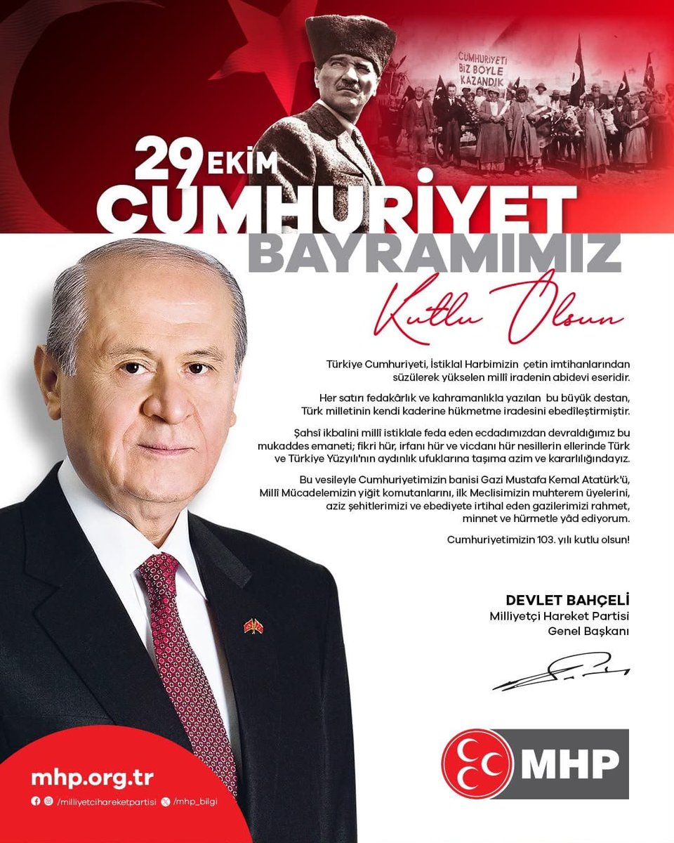 AlpDoganMHP's tweet photo. 29 Ekim Cumhuriyet Bayramımız Kutlu Olsun https://t.co/Vee0oXebvt