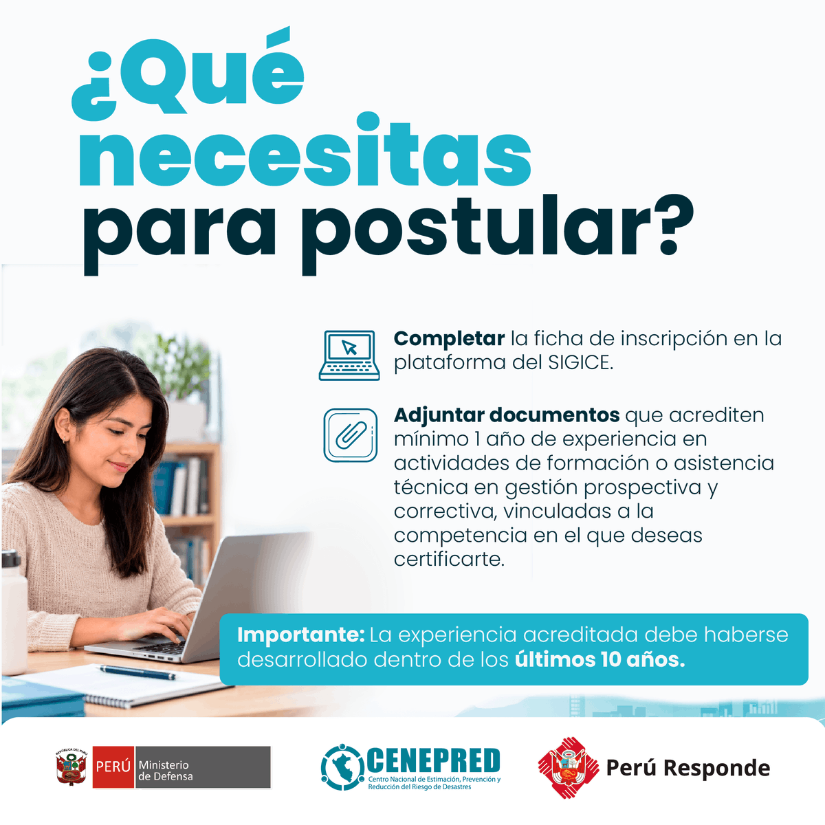 CENEPRED's tweet photo. 📣¡Postula y certifícate este 29 de octubre!

✅1️-Facilitar la actividad formativa en GRD
Link➡️ https://t.co/d7cYteyN69
✅2️-Brindar asistencia técnica en intervenciones de GRD
Link➡️ https://t.co/3fcXI2SOed

📄Lee las bases: https://t.co/jQfn5Fdxpy https://t.co/sndvbTvHoI