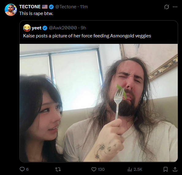 TectoneDaily's tweet photo. @Tectone says @liveforkaise is 🍇ing his ex lover @Asmongold https://t.co/O5VyTRvjaK