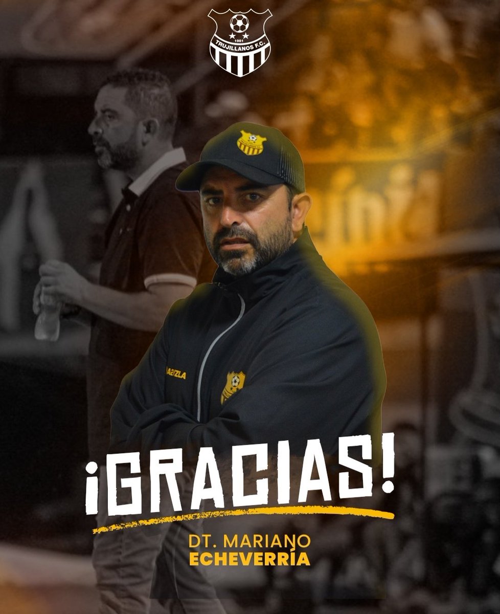 ComunidadFutve's tweet photo. OFICIAL: Mariano Echeverría no seguirá como DT de Trujillanos.

El argentino se va después de salvar al equipo del descenso en la última fecha del Clausura 2026, con la remontada 1-2 ante La Guaira.

#LigaFUTVE #Trujillanos  https://t.co/I1IGk2FXCh