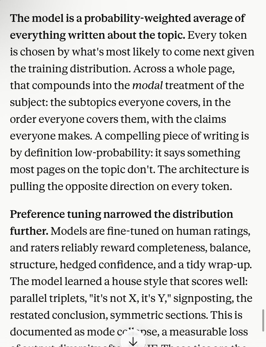 knowclarified's tweet photo. This is why LLMs can’t write interesting and novel content, and won’t be able to for the foreseeable future https://t.co/Jp0Wplst8n