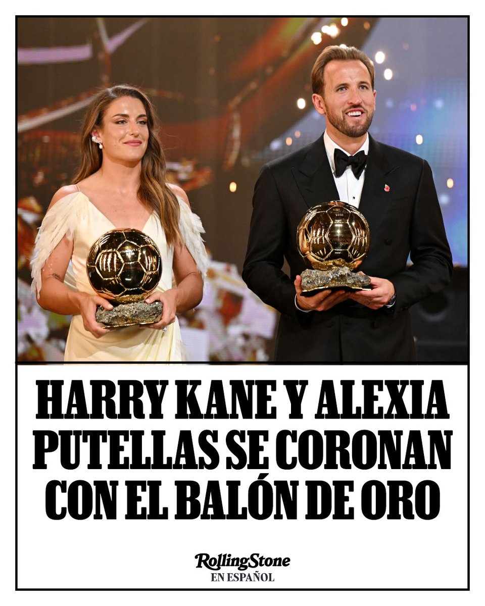 rollingstoneEE's tweet photo. #HarryKane y #AlexiaPutellas se coronan con el Balón de Oro y suman un nuevo capítulo a sus trayectorias. Mientras el inglés se impuso con sus cifras goleadoras, la catalana reafirmó su lugar en la historia del fútbol.

#RollingStoneEnEspañol #BalónDeOro
https://t.co/gnHj7KswZG https://t.co/Lw97ZsgBNv