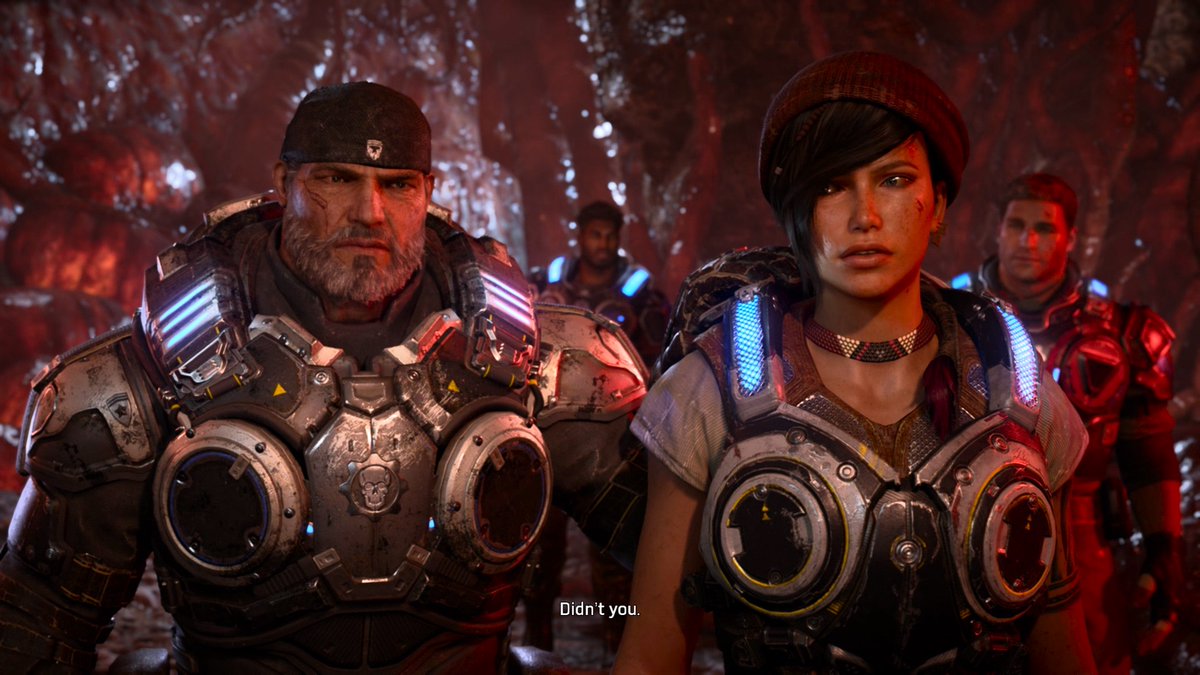 DanteSolus's tweet photo. My thoughts on my #GearsofWar Marathon

DAY 4
Gears of War 4 XBOX ONE (2016)

New generation, new Gears, and the visual upgrade was just jaw dropping. Again!
The devs are flexing with their talent here.

Gameplay also evolved and added some fantastic additions. 

JD is great! I really liked the guy. 
(and not just because he got his middle name after Dom)

Kait was cute, and I really enjoyed her company. I knew there was gonna be more about her because she's on the cover of Gears 5. 
I was worried about JD the time because I thought they will kill him off so there was a tension in me at every cutscene.. 
 
And Del is just DELightful to have around. (See what I did there?) But more on Del in my Gears 5 post.

Marcus with a beard looks even more badass. No wonder the other GoW franchise took inspiration from him and gave Kratos a cool beard too.

It was good to have Marcus around, but I wish we got to enjoy his company more. I understand why they did what they did, though. 
They probably wanted to give the new cast a chance to shine, and that's hard to do when Marcus Fenix is in the room.

I loved this one too, and it immediately made me want to boot up Gears 5. So I did. 

Thank God I didn't have to wait years for a new one. 

#GearsOfWar | #XBOX | #GearsMarathon