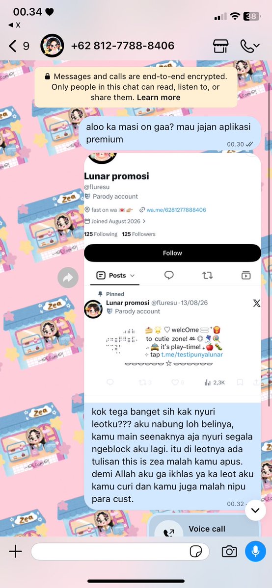 zealovie's tweet photo. tolong ramein. oknum ini nipu dan dia nyuri layout x dari beberapa BA termasuk punyaku. takut banget kami yg doksli leotnya malah dikira penipu karena ulah dia @lunviche @lunscleo @fleut @fluresu @fleutse. aku udah diblokir sama dia jadi gatau kalo ada akun dia yg nyuri leotku 😕 https://t.co/dsPfXpsI3A