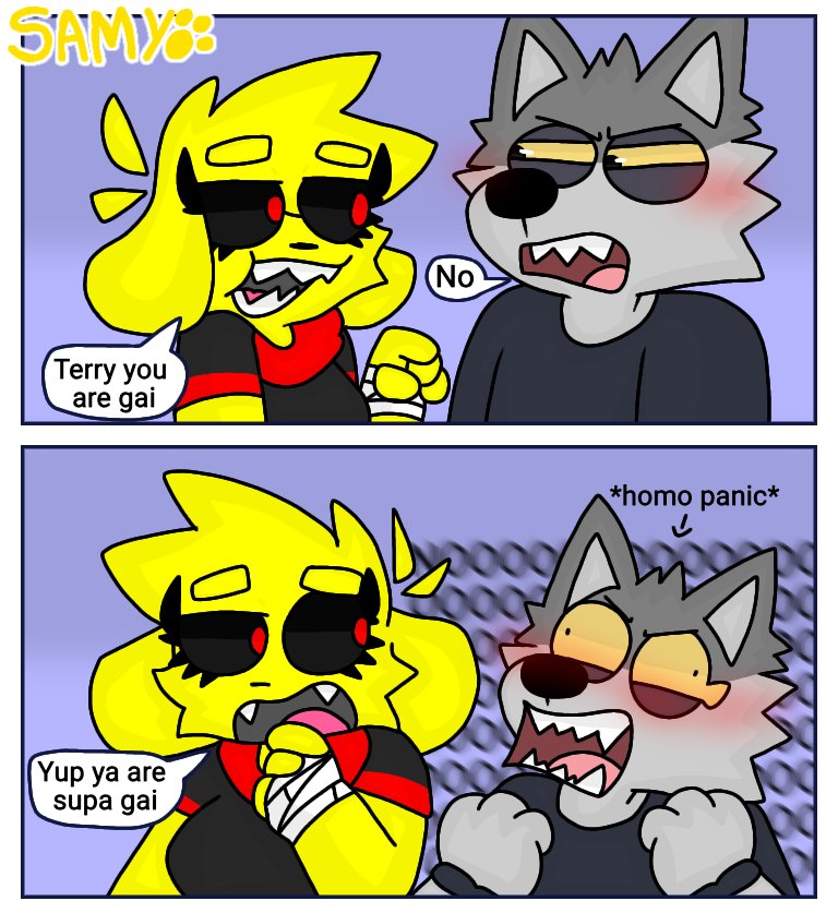 Samzz_55's tweet photo. Funny comic that i Made bcuz i luv Guppy's comics :3
@ohmygoditguppy gift for ya :D
#fanart #comic #funny #furry #furries #furrys #art #ohmygoditguppy #terry #selfinsert https://t.co/tkkkK6SxAg