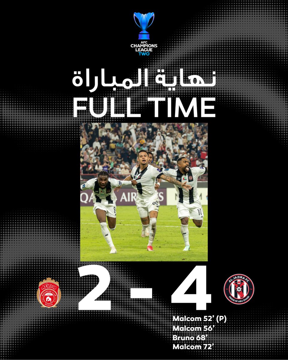 aljazirafc's tweet photo. نهاية المباراة! 🏁

الفوز برباعية لفخر أبوظبي 🔥

#نادي_الجزيرة #دوري_أبطال_آسيا2 https://t.co/EctczFYAEX