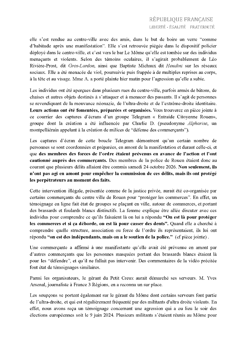 alma_dufour's tweet photo. Complicité policière avec l’extrême droite à Rouen : avec @Maxime_DaSilva_  et @Souad_Takhtoukh, nous saisissons le procureur ! https://t.co/NplOv12ocJ