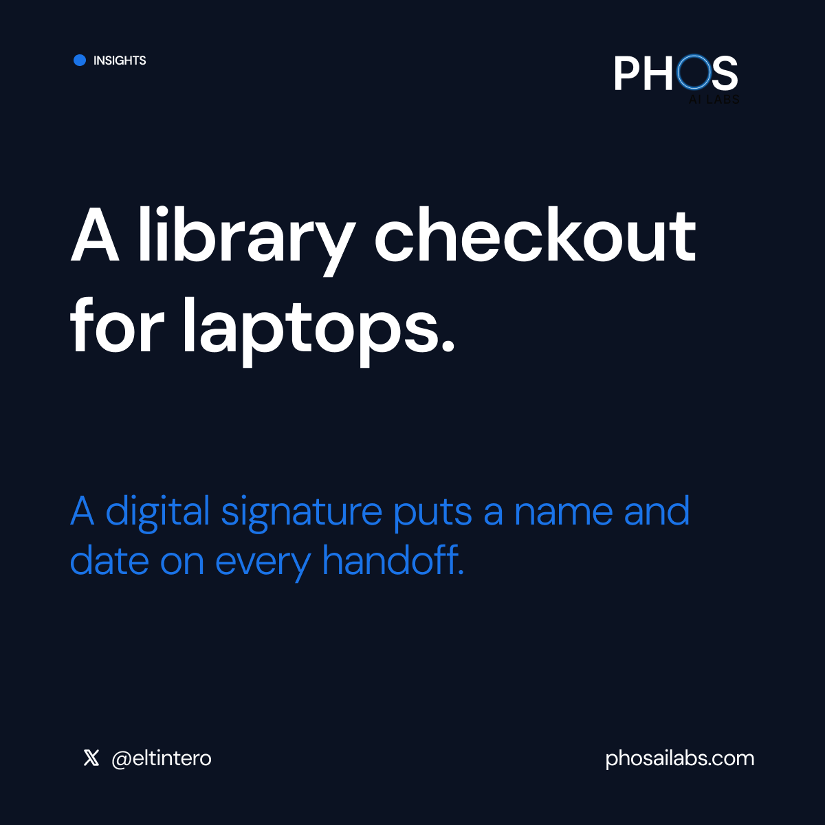 eltintero's tweet photo. A library checkout ties every book to a name and a date. Nobody has to remember who borrowed what.

Equipment handoffs can work the same way. In the app we built for Rising Ground, the new employee signs digitally when they receive the laptop.

Three months later, the answer to "where is that laptop?" is already there: who has it, since when, and the signature that confirms it.

A quick signature at handoff saves a bunch of back and forth later, right?

DM me and I will walk you through how we built it.