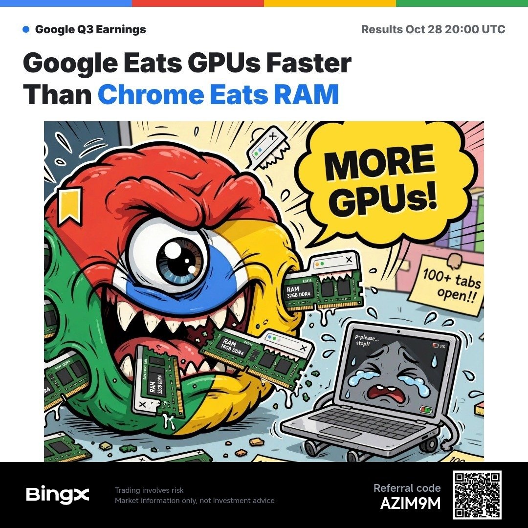 Khalipha_01's tweet photo. 👾 Google eats GPUs faster than Chrome eats RAM

2026 capex guidance: $195–205B
Cloud last quarter: $24.8B (up 82% YoY)

Last quarter, a capex raise sent the stock down 7.1% the next day. This time, watch whether cloud growth can keep up with that appetite. Results at Oct 28 https://t.co/dEHXa9iRms