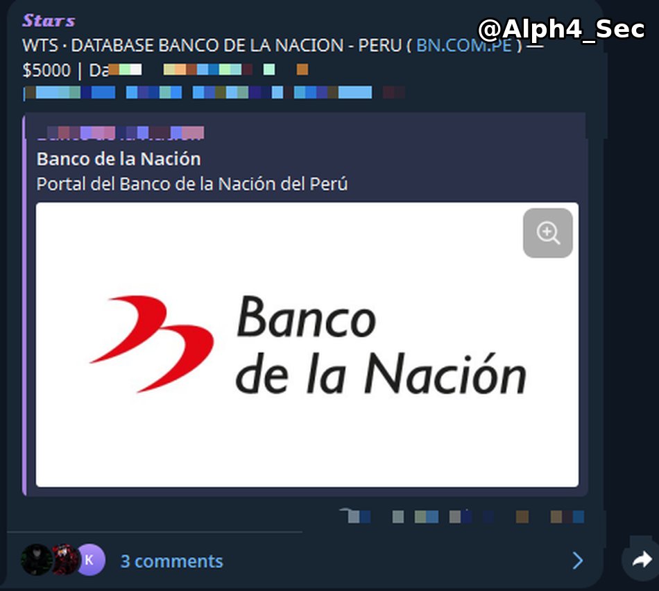 Alph4_Sec's tweet photo. 🚨 Threat Alert | Data Leak | Banco de la Nación – Perú 🇵🇪

El actor de amenaza "SWICK ROOT" (bajo el grupo TEAMSTARS) publicó una base de datos que atribuye al Banco de la Nación y la ofrece a la venta por $5,000 en USDT.

📂 Detalles del incidente:
• Organización: Banco de la Nación del Perú
• Industria / Sector: Banca / Sector financiero público
• Sitio web: https://t.co/zm2fS7qncK
• Actor de amenaza: SWICK ROOT (bajo TEAMSTARS)
• Volumen: +1M registros
• Datos expuestos / Impacto: Datos de titulares y tarjetas. Incluye nombres de titulares, IDs de certificado, números de tarjeta completos (crédito/débito), tipo de tarjeta, línea de crédito, fecha de vencimiento, estado de la tarjeta y fecha de activación, entre 2022 y 2026.
• Estado: En venta
• Fecha de reporte: 28/10/26

#ThreatAlert #Peru #DataLeak #BancoDeLaNacion #Cybersecurity #Ciberseguridad