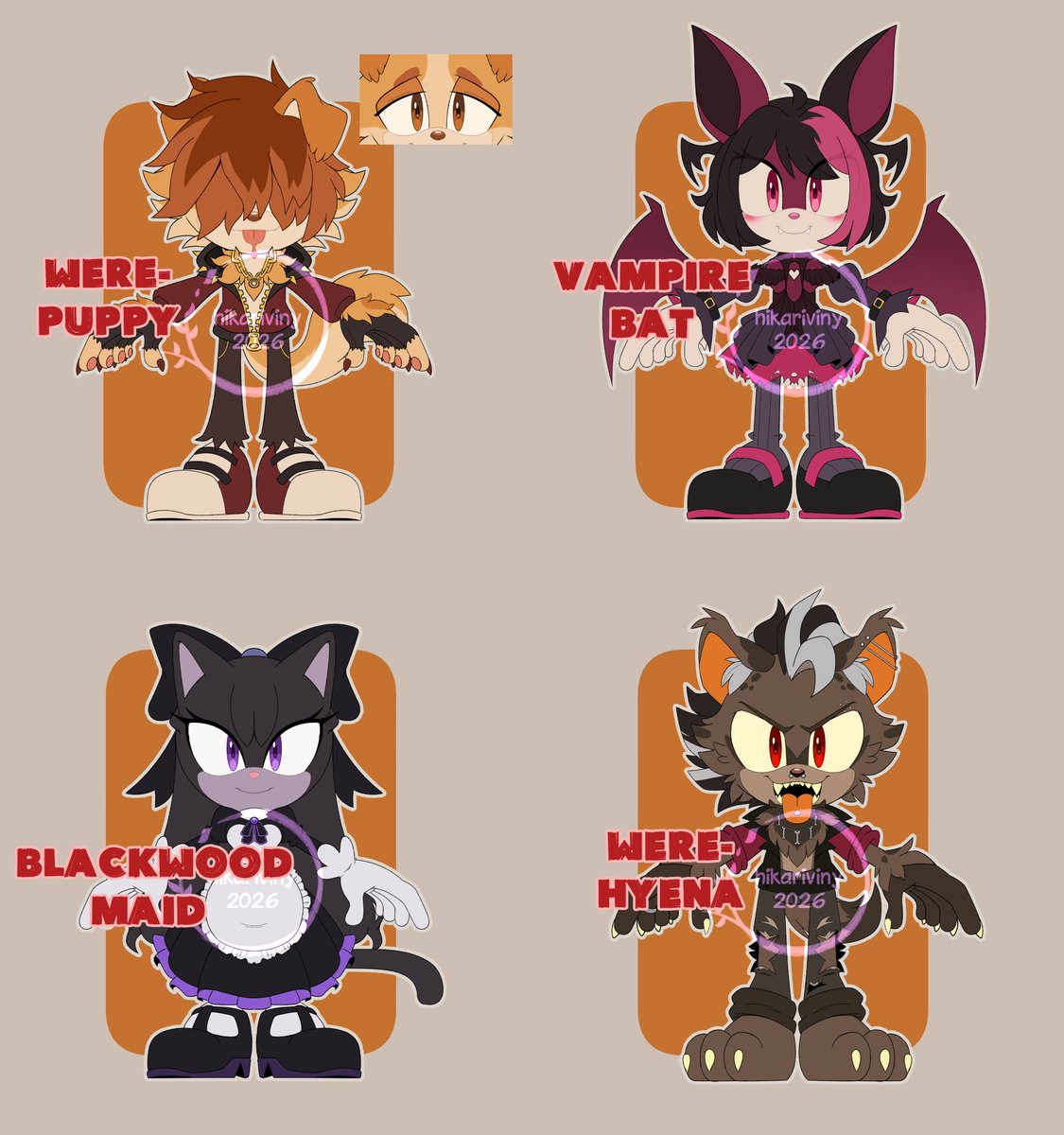 hikariviny's tweet photo. NEW BATCH OF SPOOKY BABIES LOOKING FOR A GOOD HOME 🗣

˚˖𓍢ִ໋`🍂:✧˚

🦴 Werepuppy
🩸 Vampire Bat
👻 Blackwood Maid
🌖 Werehyena

˚˖𓍢ִ໋`🍂:✧˚

8️⃣5️⃣ each!

Available in my shop! (Link in the comments)

#sonicocs #adoptables #sonicadoptables #sonic #oc https://t.co/aiT9BS4hDT