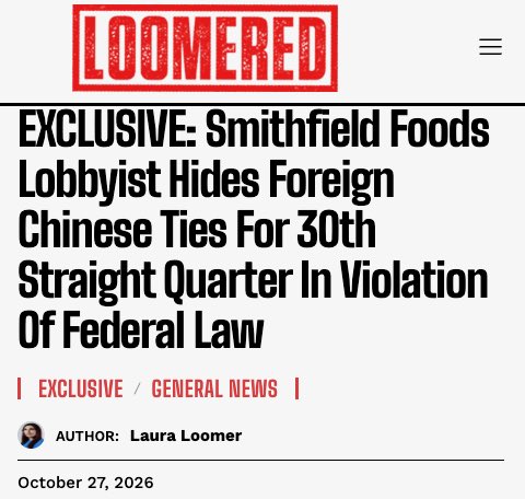 LauraLoomer's tweet photo. Sen. Scott @SenRickScott- I just exposed more shady Farm Bill and foreign land ownership lobbying by China-owned Smithfield Foods and their lobbyist Greenberg Traurig  @GT_Law. @SmithfieldFoods 

Please stand up for American voters, farmers, and consumers and keep the dangerous Save o̶u̶r̶ CHINA's Bacon Act out of the Farm Bill.

Thank you to other America First patriots fighting against this pro-CCP bill, as well as Florida Rep. Anna Paulina Luna @realannapaulina and Rep. Byron Donalds @ByronDonalds, our future Governor. 

Read my new exclusive report here: 👇🏻

https://t.co/5mJAOODXsH