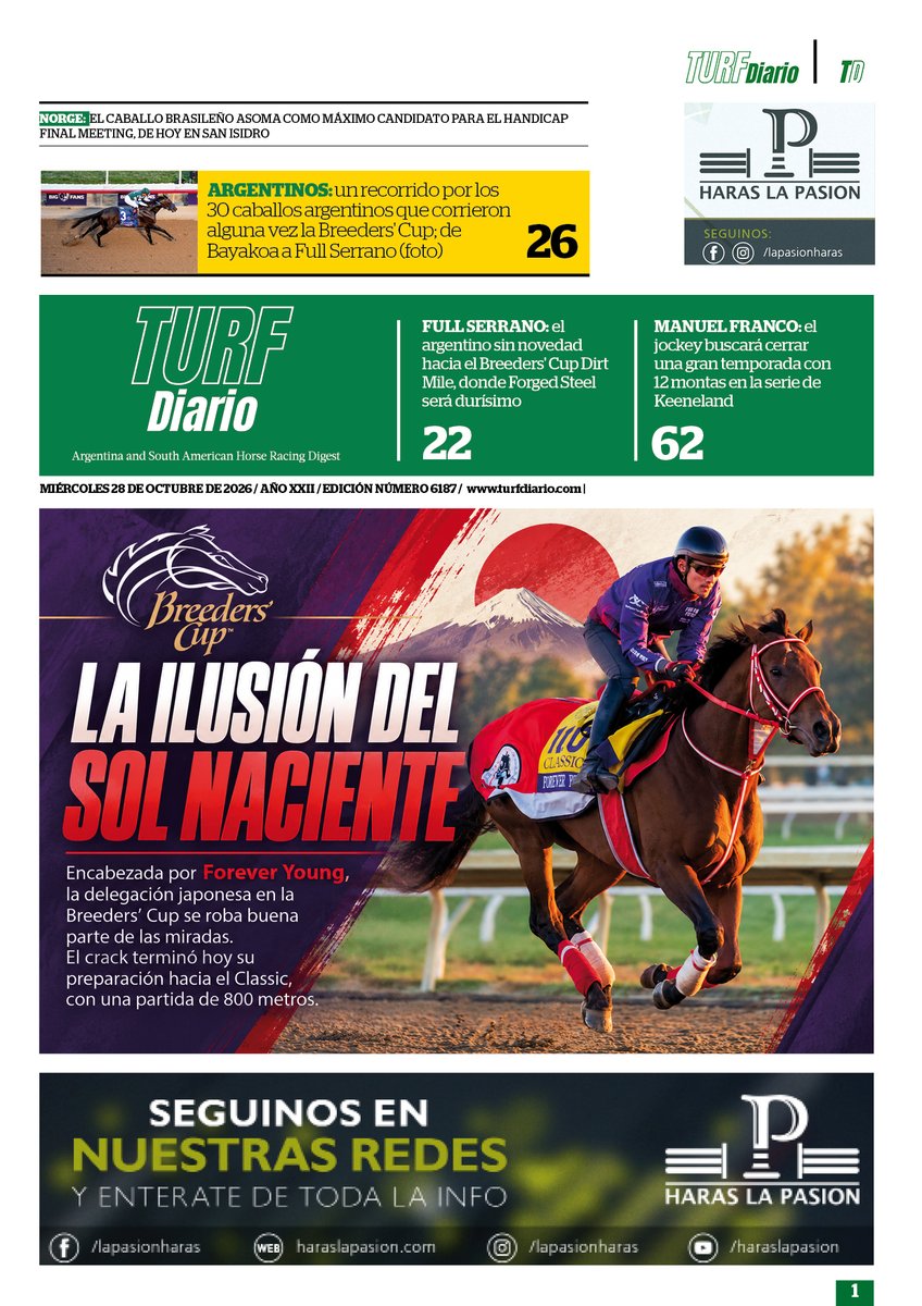 TurfDiario's tweet photo. La edición 6187 de Turf Diario ya está online, hacé click en el enlace para bajarla ⬇️

https://t.co/ZiEQJ3ntNw https://t.co/TTJNcjXONC