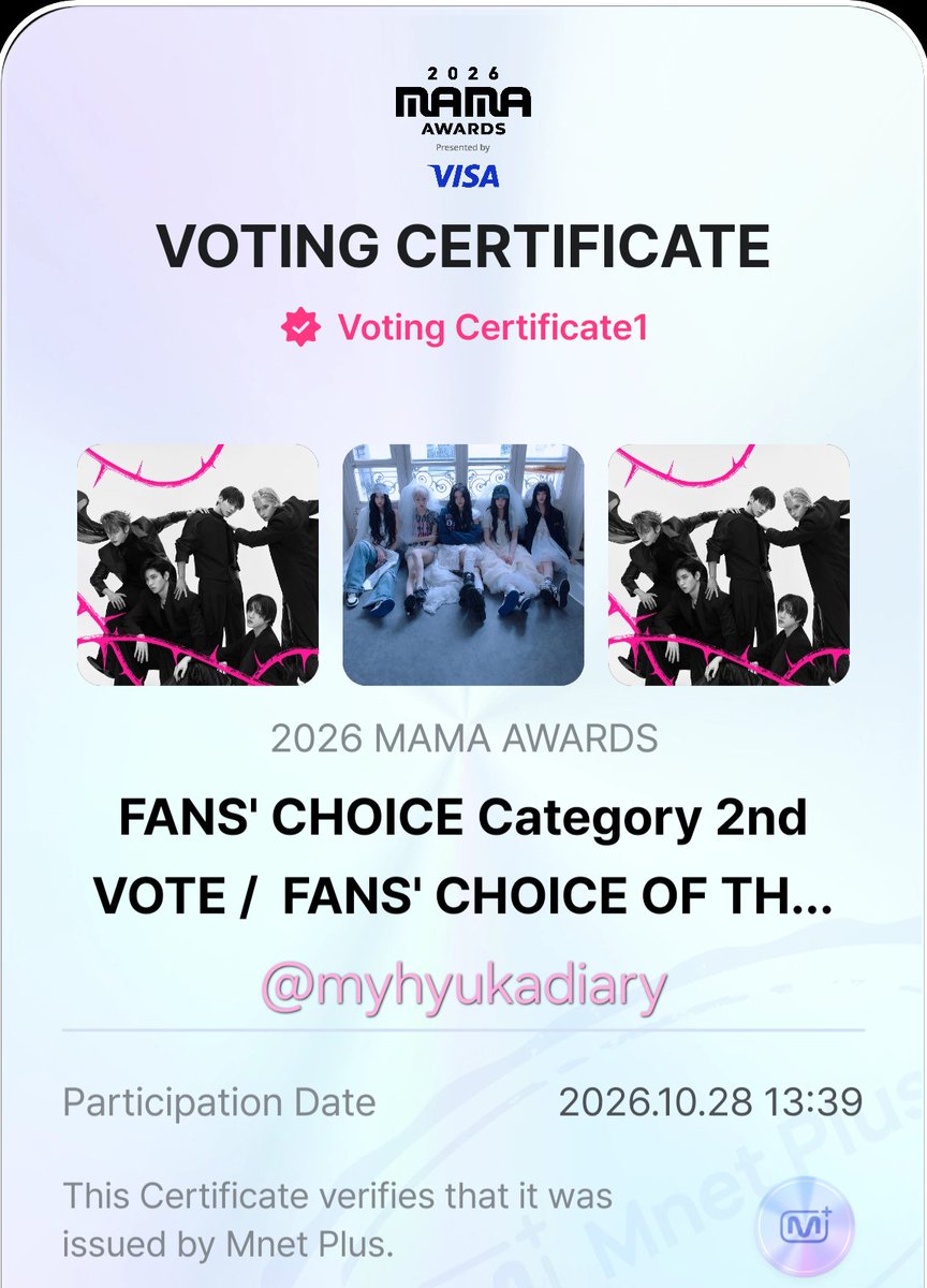 myhyukadiary's tweet photo. mis votos de hoy 💗🗳️

#TOMORROWXTOGETHER
#2026MAMAVOTE https://t.co/fRiKU93BZM