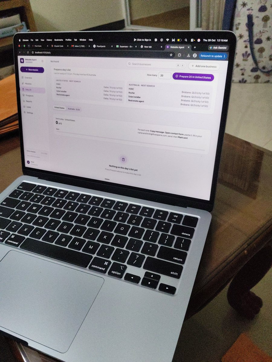 krishmusick's tweet photo. It's 12:10Am..Just done with Outreach part ..

Built a tool for my outreach to US and Australian business .. 

Would love to share you the tool if you are planning to outreach for cold mail ..

Just Grind .. Let's meet tomo then https://t.co/hkjm4VNz57