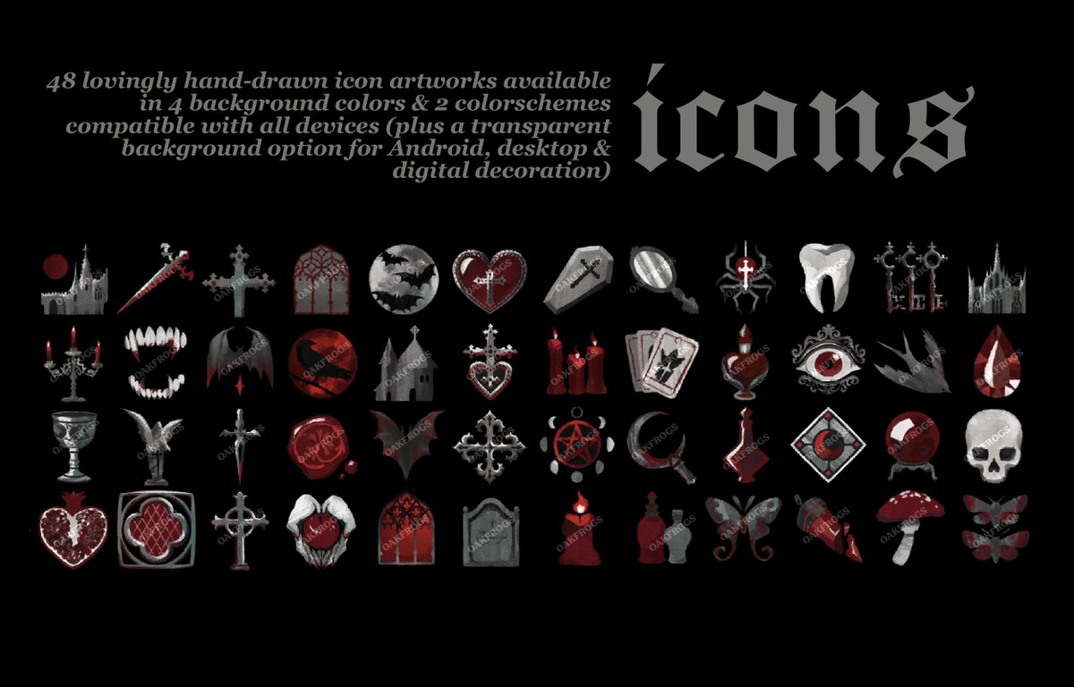 oakfrogs's tweet photo. I made a gothic vampire wallpaper &amp; icon theme 🩸 https://t.co/kDsuccEXhW
