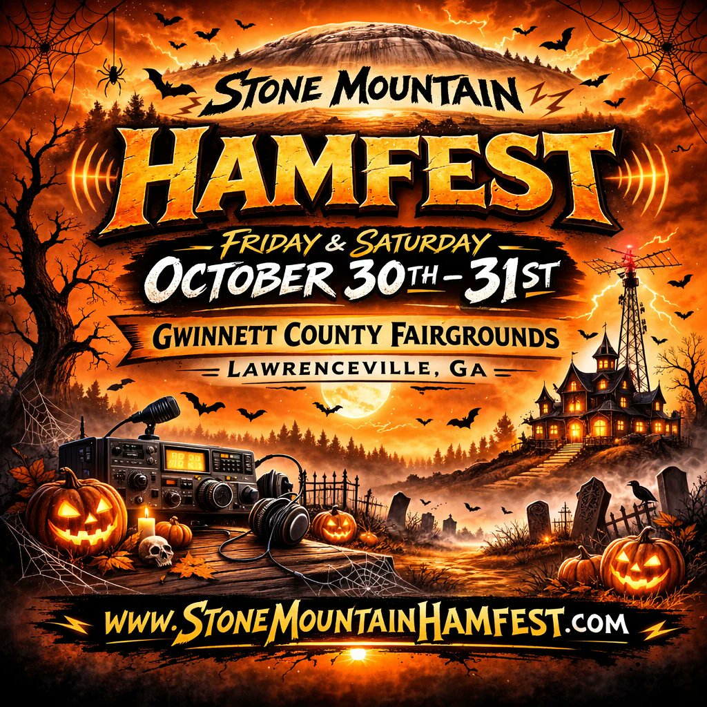 HamRadioOutlet's tweet photo. Join Ham Radio Outlet at the Stone Mountain Hamfest this weekend, October 30 and 31, 2026.
Friday: 1:00 – 5:00 PM
Saturday: 8:00 AM – 4:00 PM
Gwinnett County Fairgrounds
2405 Sugarloaf Pkwy, Lawrenceville, GA 30045
https://t.co/NXs1eRmqaT
Ham Radio Outlet: https://t.co/uAjxJmV5N8 https://t.co/Dv46sXXpyo