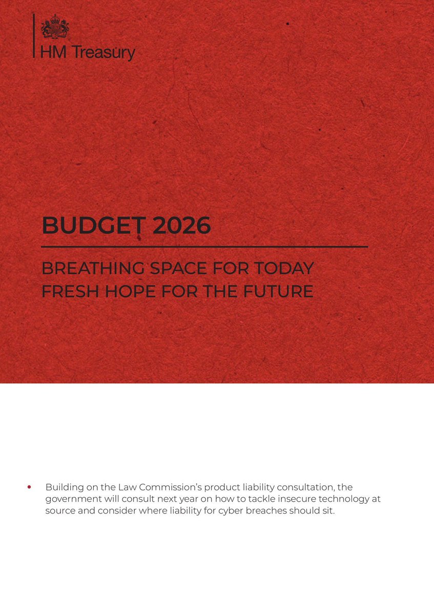 Brighter_Deluxe's tweet photo. Britain will consult next year on where liability for cyber breaches should sit, its new budget says.

It could make software companies liable for insecure products, after years of relying on voluntary codes.
#koker #dannykoker https://t.co/MESGVZ9dyN