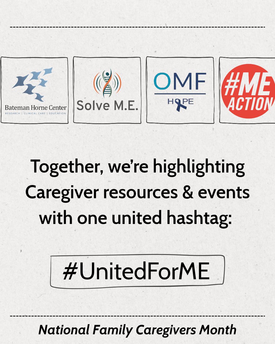 PlzSolveCFS's tweet photo. This November, for National Family Caregivers Month, we’re joining forces with @BatemanHorne, @OpenMedF and @MEActNet to highlight resources, events, and community support for caregivers.

Together, we’re stronger, and united in care. 💙
Follow and share using #UnitedForME https://t.co/1zeD4ZW9j7