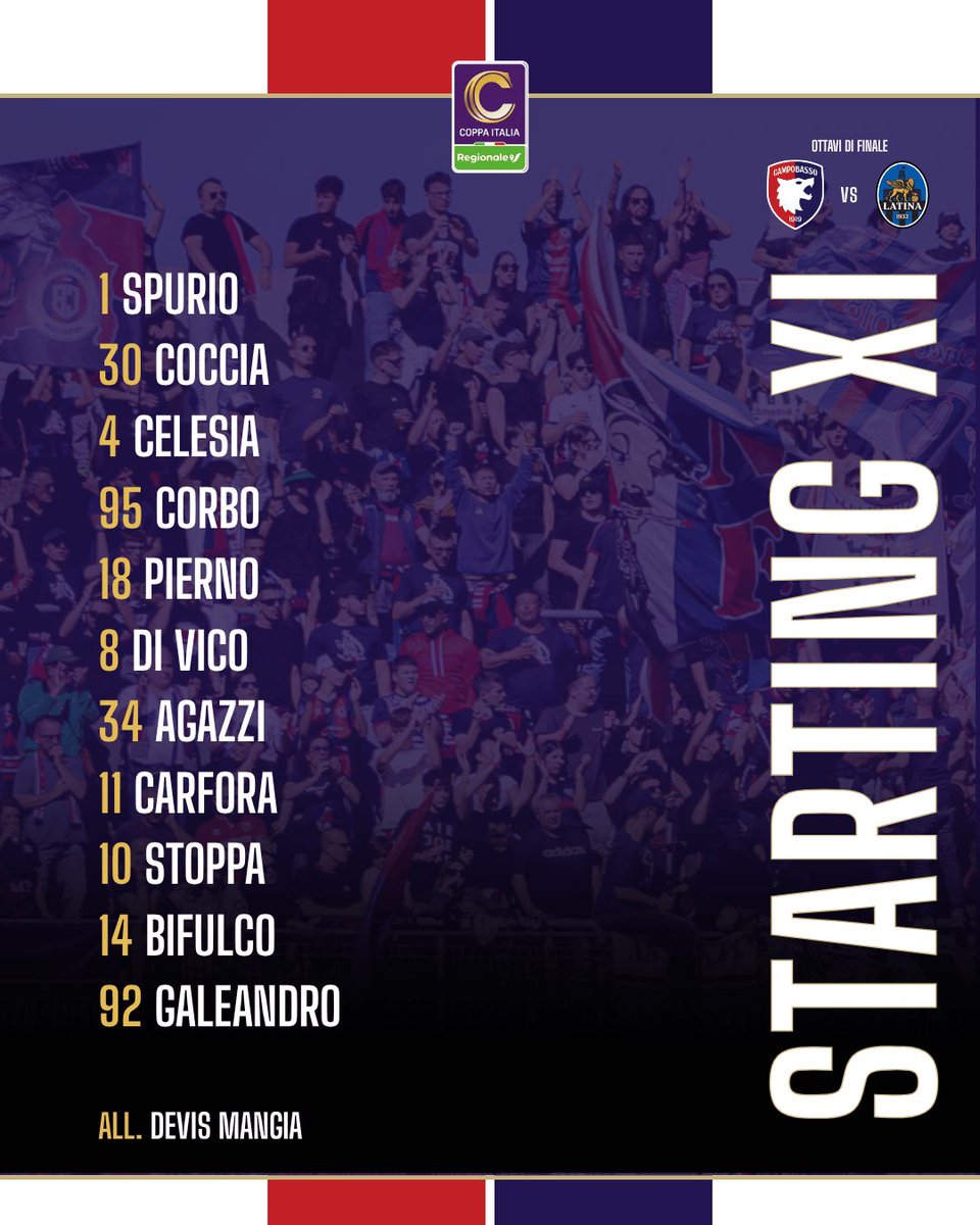 Campobasso1919's tweet photo. ๐ด๐ตSTARTING XI
Partiamo cosรฌ #CAMLAT https://t.co/X7Y8oJ8loG