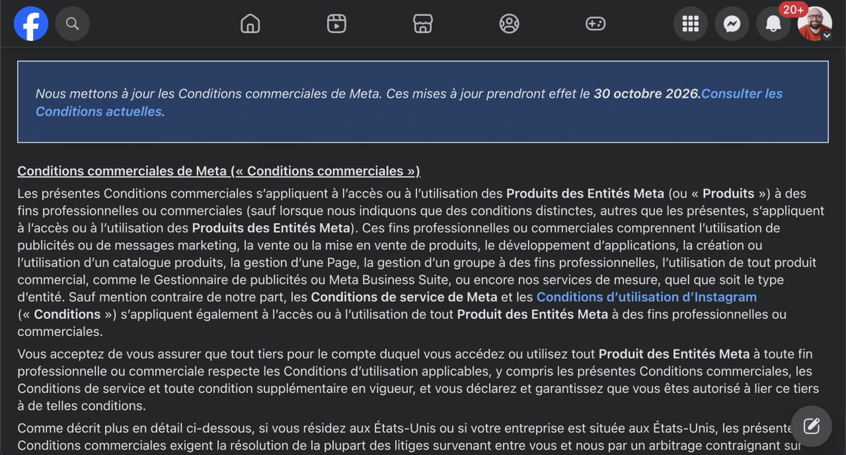 ChanPerco's tweet photo. Conditions commerciales de Meta : la différence avec Google.

À partir du 20 novembre 2026, tout compte professionnel l’autorise à explorer et à collecter le contenu du site qui lui est associé https://t.co/MmQG6mlSol