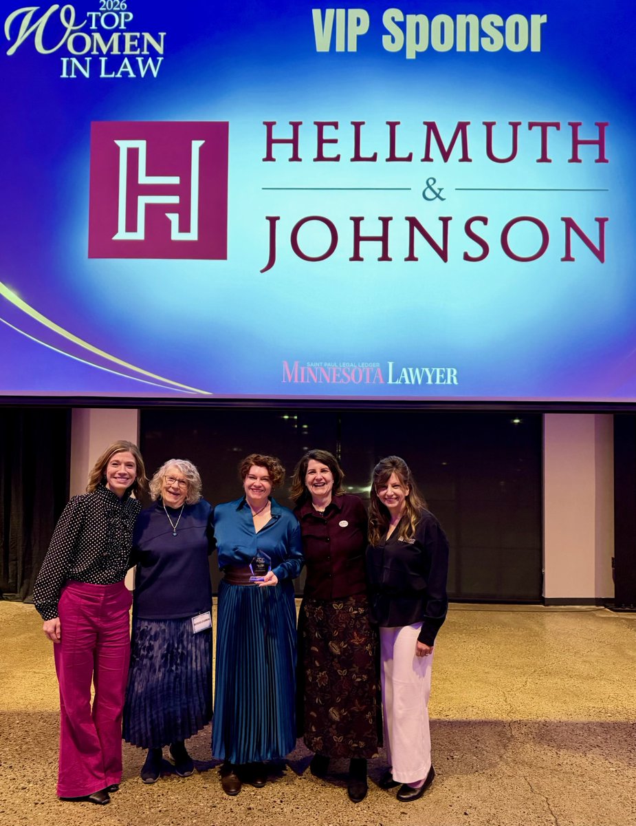 HellmuthJohnson's tweet photo. Congratulations to H&amp;J attorney Mary Ellen Reihsen on being named one of Minnesota Lawyer’s 2026 Top Women in Law!

Mary Ellen was joined at the awards celebration by her mother and H&amp;J colleagues Samantha Graf, Phaedra Howard, and Brenda Sauro. https://t.co/SBHw1CulDb
