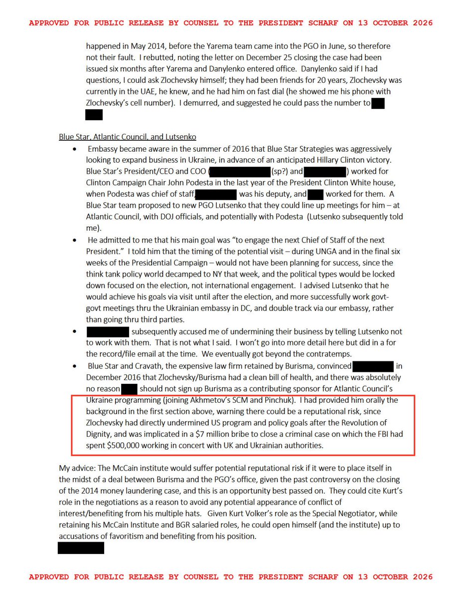 Dubinsky_pro's tweet photo. Those who follow the political persecution Zelensky started against me probably remember that I was originally sent to prison because of the Burisma and Hunter Biden case. 

Zelensky accused me of helping Trump @realDonaldTrump  because I talked about Burisma’s corrupt deals and, by doing so, discredited Biden as a U.S. presidential candidate.
And Burisma itself - the company that put Hunter Biden on its board and paid him $1 million a year - was supposedly completely clean and innocent.

But a new memo of The White House Transparency Task Force  @WhiteHouse , declassified on President Trump’s request, shows that the U.S. knew very well what Burisma was and who its owner, Zlochevsky, was.

In November 2016, Deputy Assistant Secretary of State George Kent wrote in internal State Department emails that the Americans had tried to seize $23 million belonging to Zlochevsky from a British bank. But Prosecutor General of Ukraine Yarema and his deputy Danylenko had closed all the cases against Zlochevsky in December 2014 for a $7 million bribe (see the documents). 

In the same email, Kent said Vice President Biden should be warned that having his son Hunter on Burisma’s board “undermines the anti-corruption message we are advancing in Ukraine.”
So the State Department knew about the corruption risks around Hunter Biden and Burisma as early as February 2015 - long before my press conference in October 2019! 

But the Bidens chose Zelensky and his money. And then, with the help of the deep state, they called everyone who talked about it a “Russian disinformation agent” - including Rudy Giuliani @RudyGiuliani  and President Trump @realDonaldTrump 

But here’s the real paradox.
They are trying to convict me of “treason” in Ukraine based on the testimony of a witness in my case - an alcoholic who claims that Derkach told him I was working for Russian intelligence.
According to the case files, he didn’t even have Derkach’s phone number.

But it gets even crazier.
I’m sitting in prison already for 3 years because of words that Derkach - now a Russian senator and Hero of Russia - supposedly told this alcoholic who was himself convicted of treason in Ukraine and is now serving time.

A Ukrainian court is using an alcoholic witness’s unconfirmed retelling of what a Russian senator supposedly said as the basis for accusing me of treason.

It's lite to lift the politically motivated sanctions against me @USTreasury @WhiteHouse @jsolomonReports 

#Ukraine #Burisma #stopthewar #Trump
