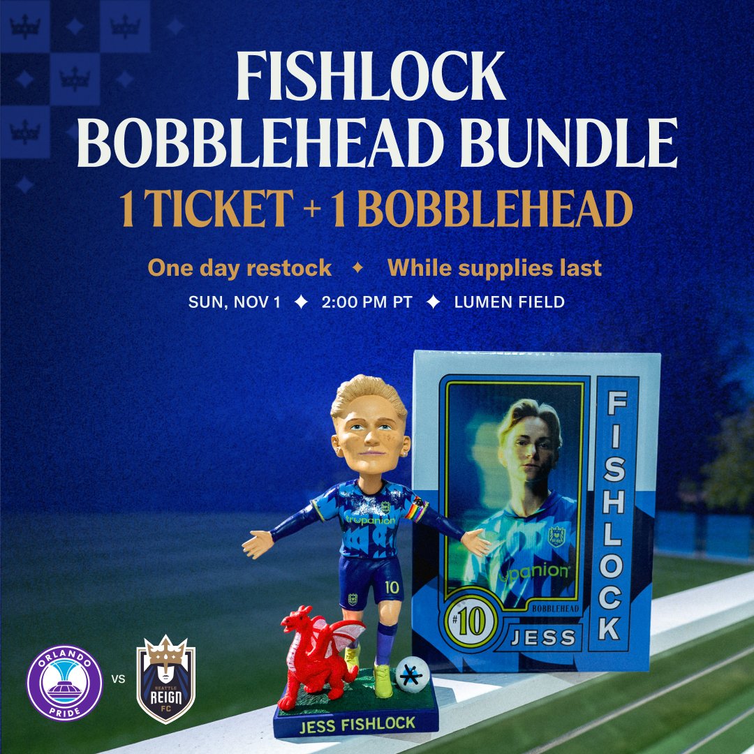 LumenField's tweet photo. Celebrate Seattle Reign’s all-time leading scorer, Jess Fishlock, on November 1st as she plays her final regular season home match at Lumen Field. 💚 💙

Commemorate the tiny dragon’s career with am limited-edition Jess Fishlock bobblehead.

Learn more: https://t.co/siCBNmvdGA https://t.co/nNev8BYdYx