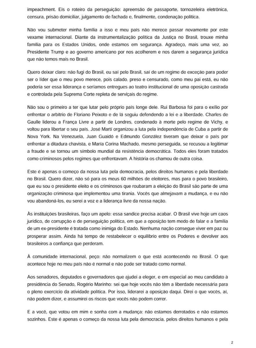 poptime's tweet photo. 🚨 URGENTE: O candidato derrotado Flávio Bolsonaro publica carta aberta, enquanto está foragido nos Estados Unidos, se declarando o "verdadeiro presidente eleito do Brasil". https://t.co/9ZcakeTnct