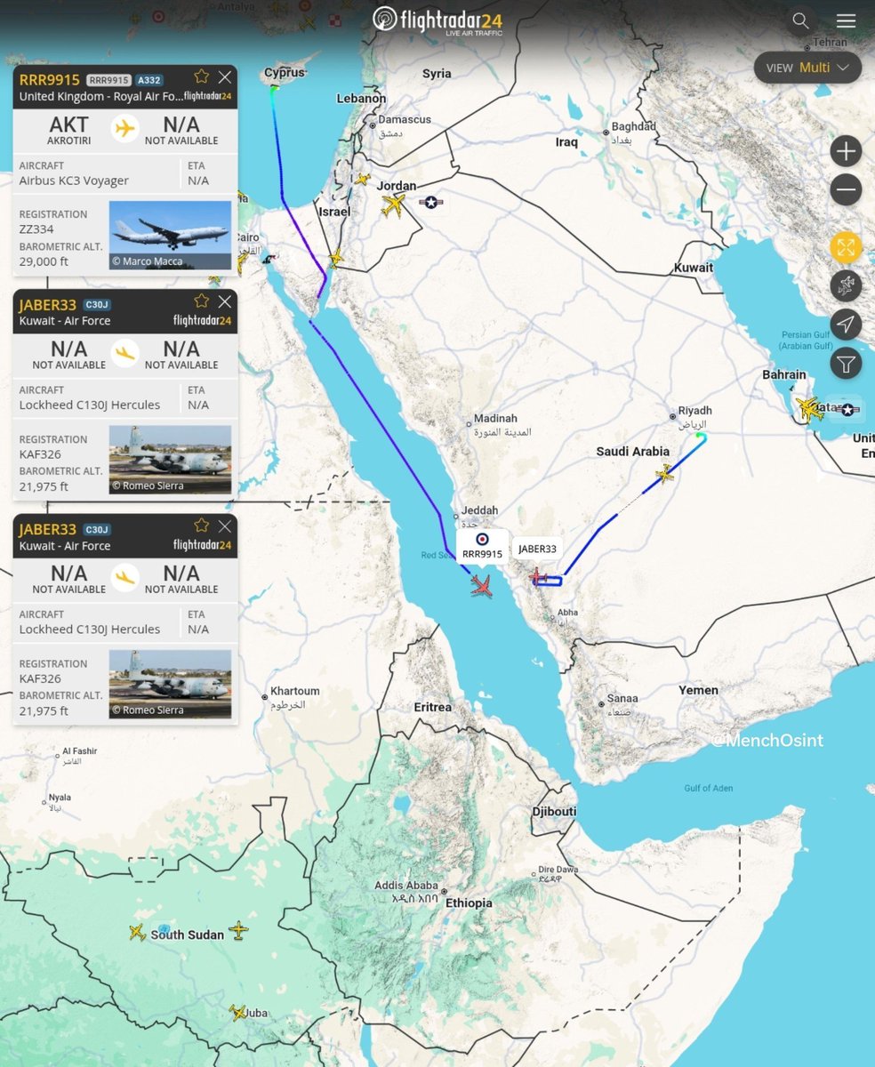 MenchOsint's tweet photo. Bahrain has quietly joined Kuwait in the Saudi war against Yemen, but neither country is publicly advertising it. 

Why the radio silence? 

*often see a Bahraini Air Force Avro RJ100 visiting Khamis Mushait Air Base. https://t.co/zfK9Q5QeUy