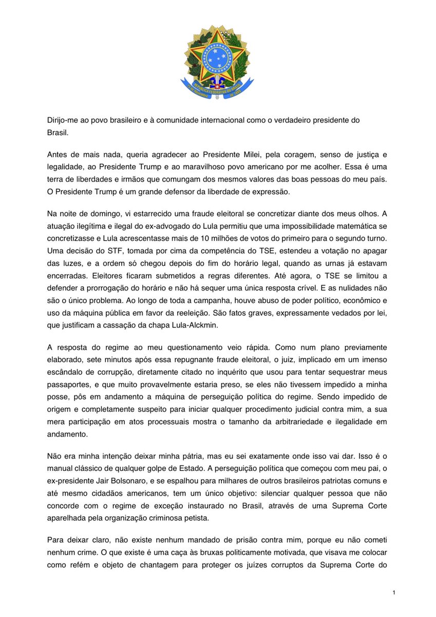 eadramiles's tweet photo. RT @FlavioBolsonaro: CARTA À NAÇÃO BRASILEIRA 🇧🇷
28.10.26 https://t.co/TkWzSVjbp0