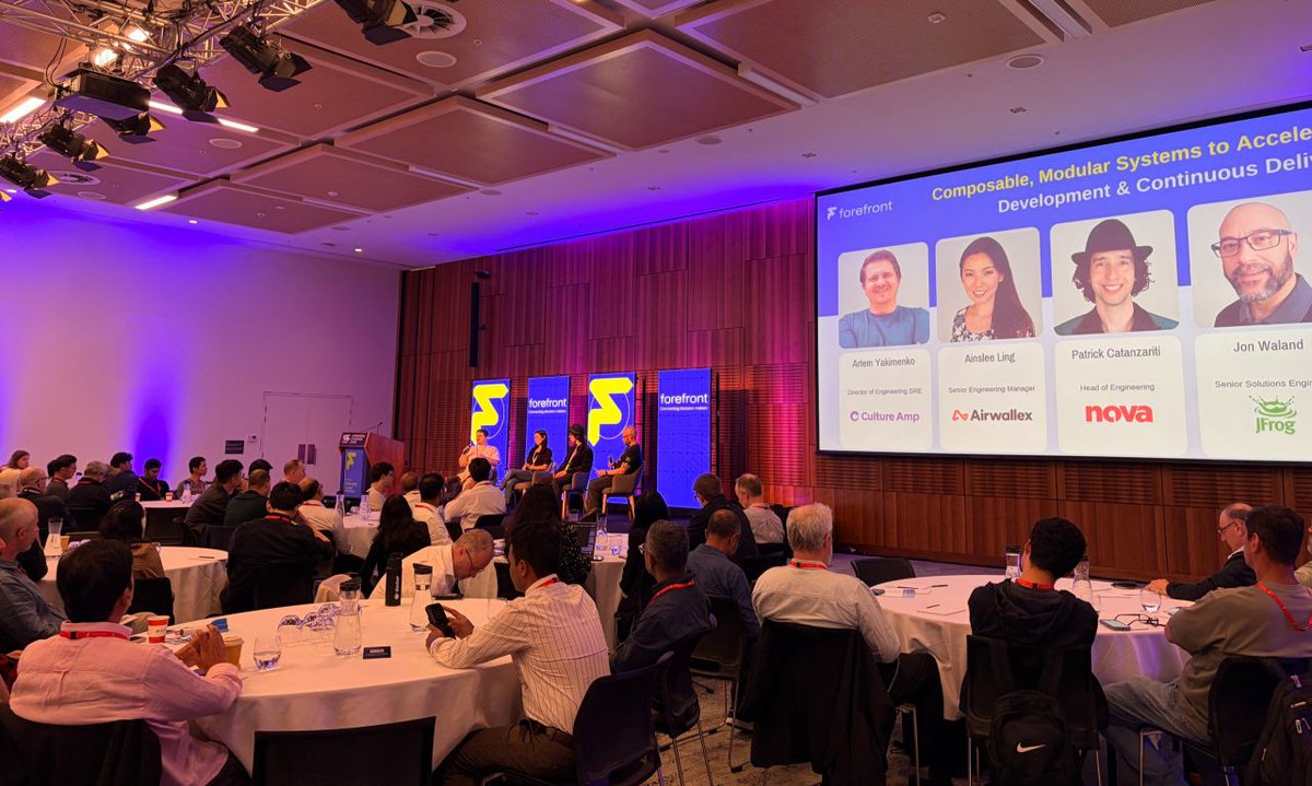 jfrog's tweet photo. Agents pull in code around the clock. Who inspects the models and plugins? 🐸

That was one of the questions on our minds at #DevOps summit NSW, where we had great conversations with industry leaders about building trust into the #AI driven #softwaresupplychain.

Thank you everyone who stopped by to chat. Already looking forward to the next one! 

Missed catching up with us in Sydeny? Let's connect here: https://t.co/2sVUdopfP9
Until the next one  🐸 

#DevOpsSummit #DevSecOps #SoftwareSupplyChain