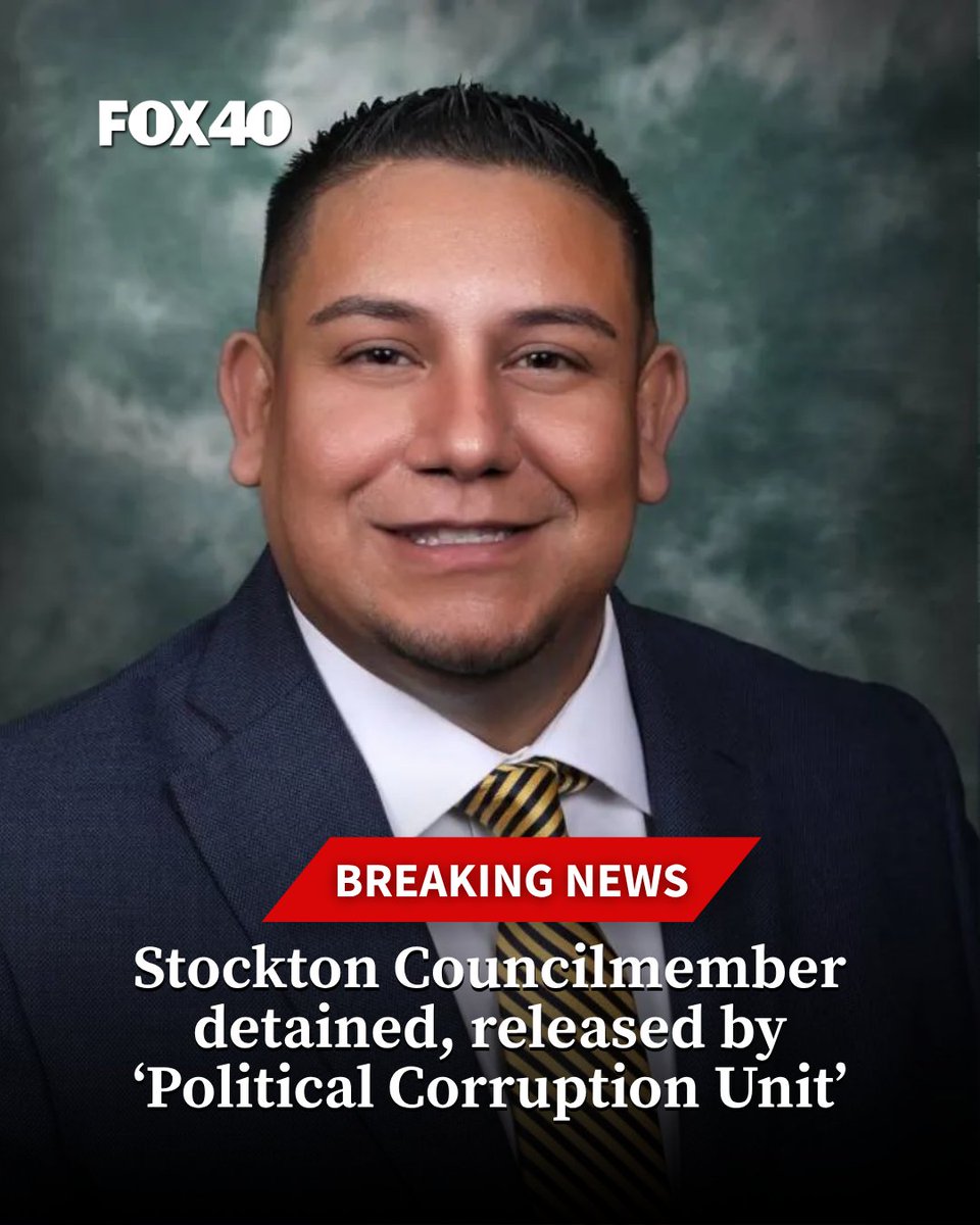 FOX40's tweet photo. A Stockton City councilmember up for reelection this November was detained and later released by the San Joaquin County District Attorney’s Office — the latest development in political drama wracking the city council chambers this year.

Full story here: https://t.co/3eaoSCjMkj https://t.co/8Y9S3DsvfM