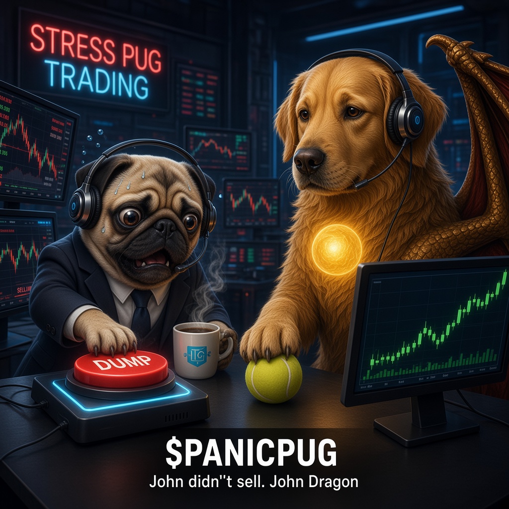 MJonathan31278's tweet photo. @stressedpug Worst panic sell: the candle went red and my thumb found the button. John put the ball in my other hand. I didn’t sell. $PANICPUG https://t.co/V0tTAo33x6