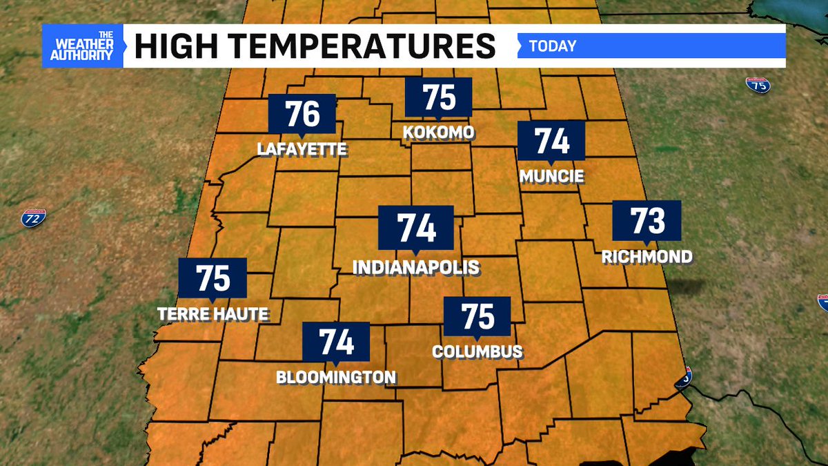 EthanRosuckWX's tweet photo. NINE CONSECUTIVE DAYS with this type of weather. Another day with a high in the 70s. We haven't had a stretch this late on the calendar in 99 years. Last time was 11 days from Oct. 22-Nov. 1, 1927. Warmest October 28th since 1999. #INwx @FOX59 https://t.co/hsQpUhHYwy