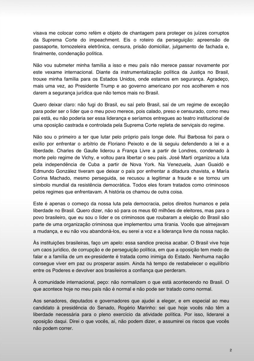 delegadoramagem's tweet photo. Nota pública de Flávio Bolsonaro, líder do Brasil, ao povo brasileiro e à comunidade internacional.
@FlavioBolsonaro https://t.co/5Qo7aLRIGz