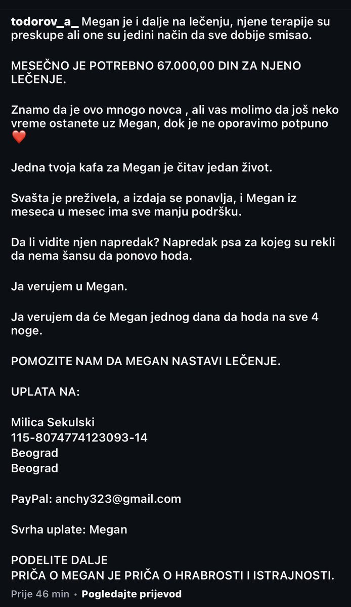 kolacsavisnjom's tweet photo. Molim vas, ako neko može i koliko može da uplati da bi Megan mogla da nastavi sa terapijama 🙏❤️ . Njen oporavak je težak, pogledajte poslednju sliku kako je izgledala kada su je našli i kako sada izgleda.Molim vas RT i ko može da uplati 🙏❤️🍀 https://t.co/VKtk3W2AKq