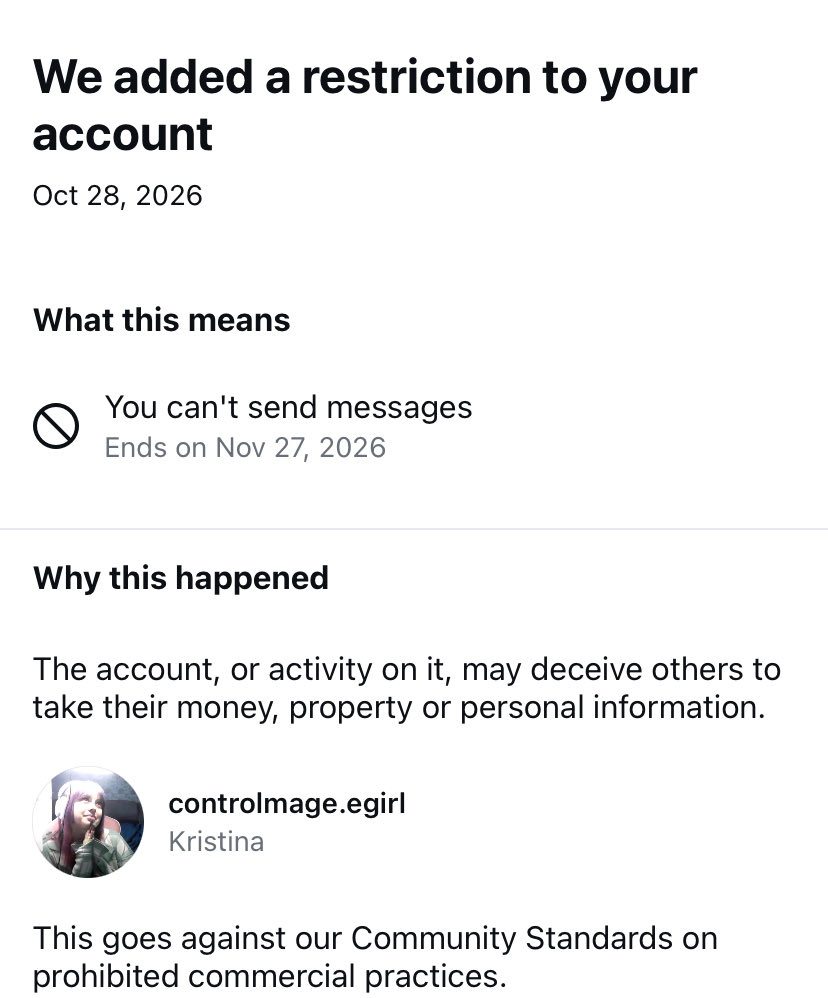 contrlmageegirl's tweet photo. I know meta is pushing their threads app but restriction for posting a twitter link?? @Meta what the hell https://t.co/XasOFSfm5j